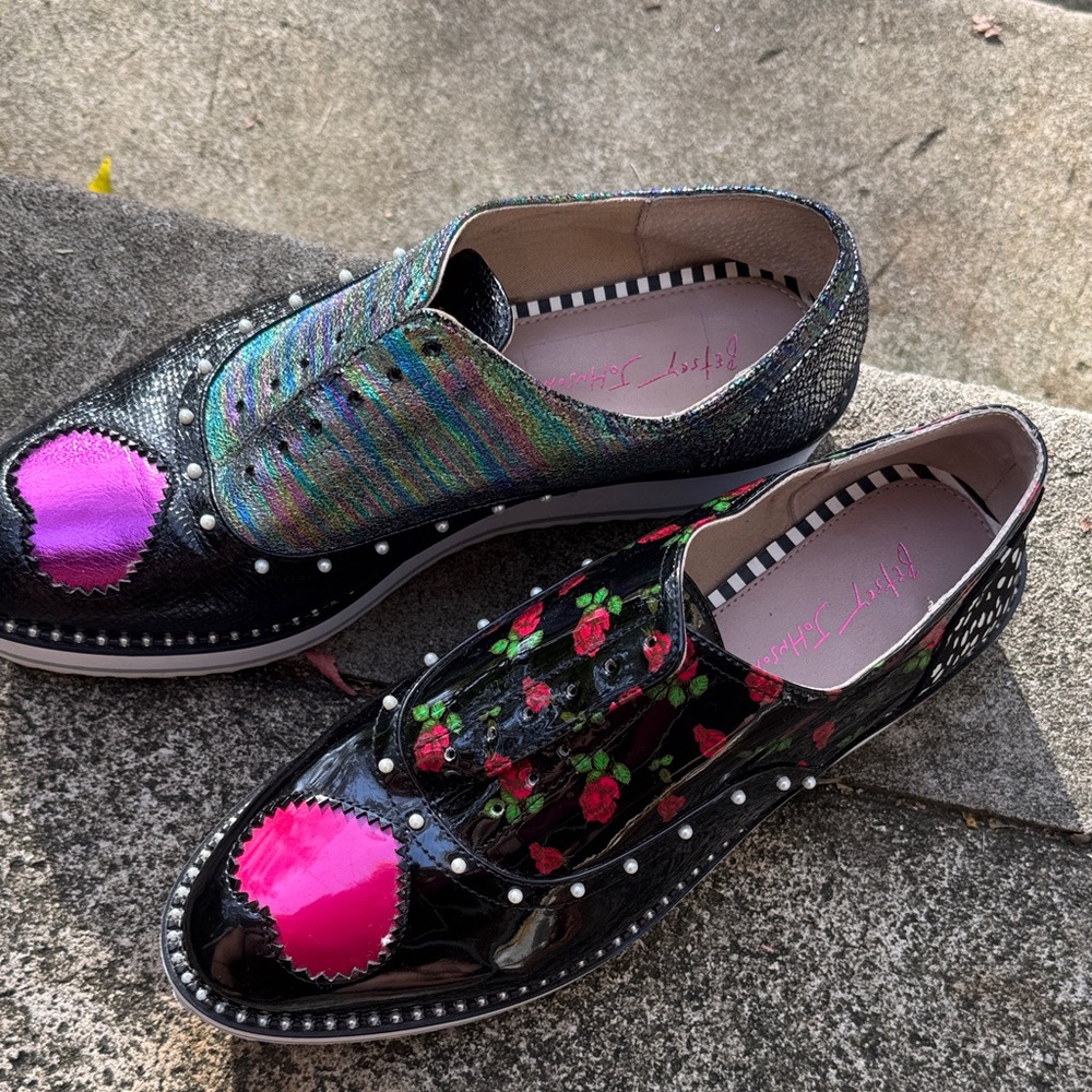 One on a kind cool shoes .Multicolor Embroidered Loafers - Picture 6 of 9